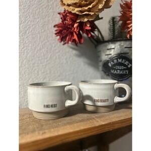 Hearth & Hand Magnolia Stoneware Mug Set Find Rest Find Beauty Cream 2pc